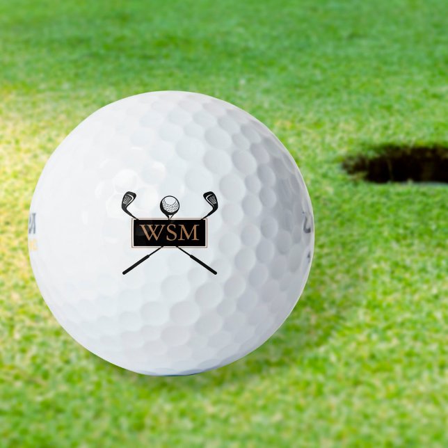 Pelotas De Golf Oro y negro monograma personalizado (Subido por el creador)