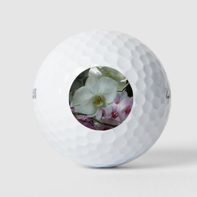 Pelotas De Golf Orquídeas blancas y moradas (Anverso)