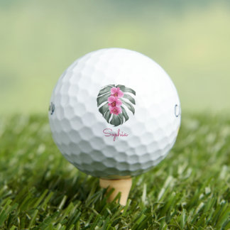 Pelotas De Golf Orquídeas rosadas calientes Floral tropical con su