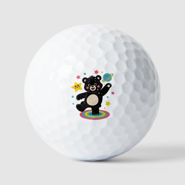 Pelotas De Golf Oso cósmico con estrellas y planetas - Espacio red (Anverso)