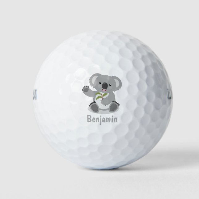 Pelotas De Golf Oso de koala con hojas ilustracion personalizado (Anverso)