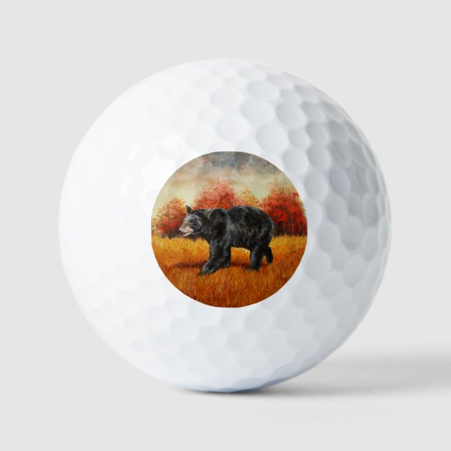 Pelotas De Golf Oso Negro en el bosque otoñal (Anverso)