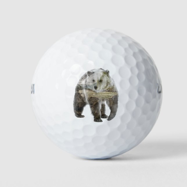 Pelotas De Golf Oso y bosque de doble exposición (Anverso)