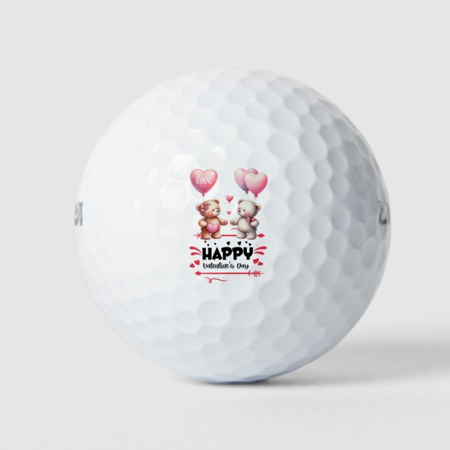 Pelotas De Golf Osos de peluche sobre El día de San Valentín con c (Anverso)