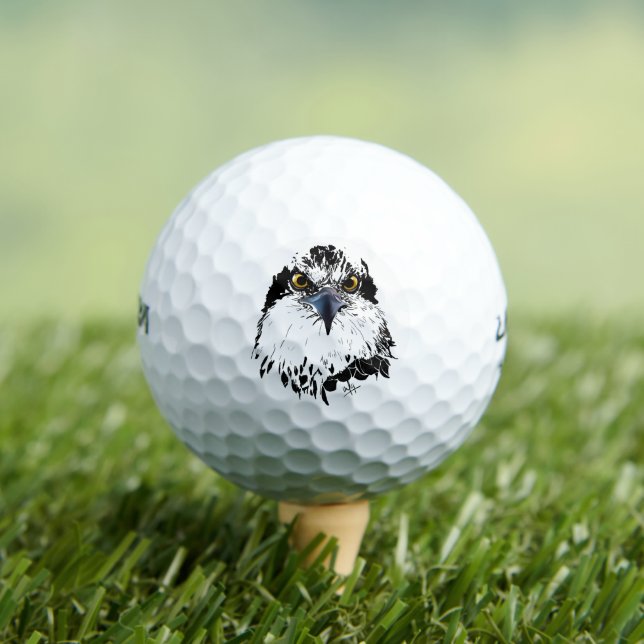 Pelotas De Golf Osprey dibujando blanco negro con ojos perdidos (Camiseta in situ)