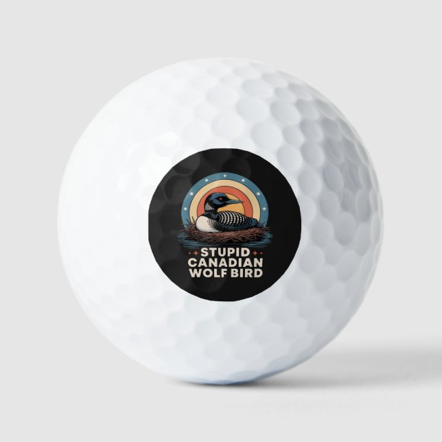 Pelotas De Golf Pájaro Lobo Canadiense Estúpido  (Anverso)