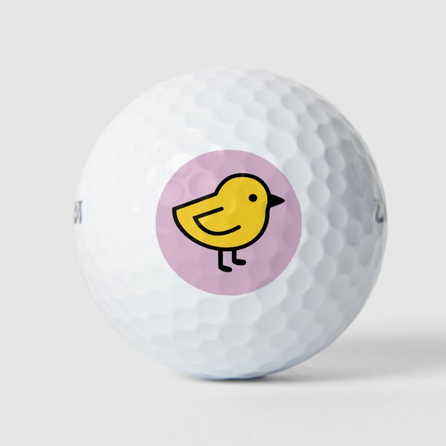 Pelotas De Golf Pájaro Pollito Amarillo Sobre un Rosa (Anverso)