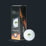 Pelotas De Golf Palm Tree<br><div class="desc">This holiday golf ball is shown in white with a holiday palm tree print. 
Customize this item or buy as is.</div>