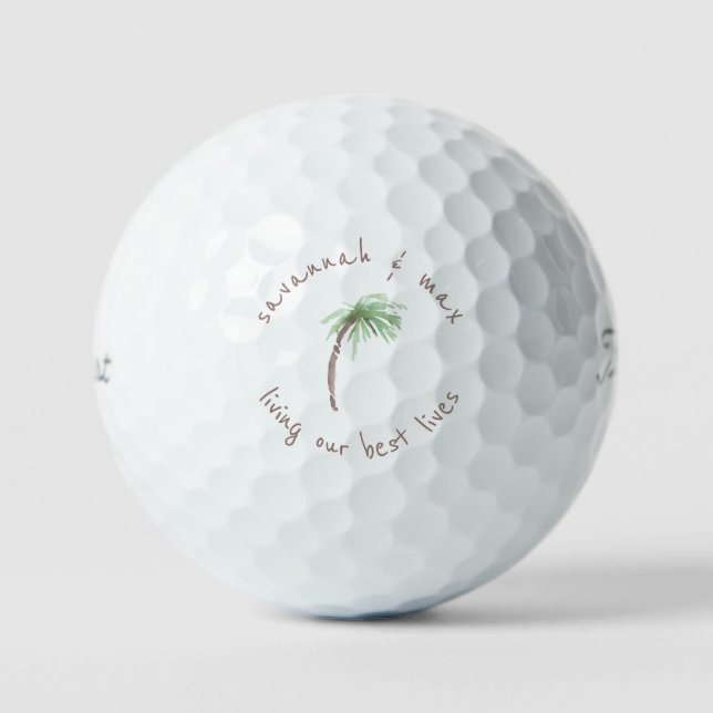 Pelotas De Golf Palm Tree Living our best life Nombre Titleist Pro (Anverso)