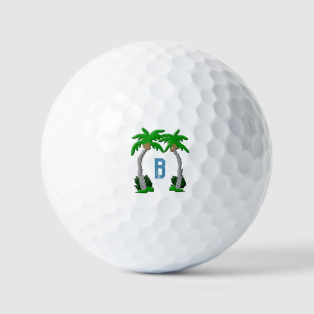 Pelotas De Golf Palm Trees Monogram  (Anverso)