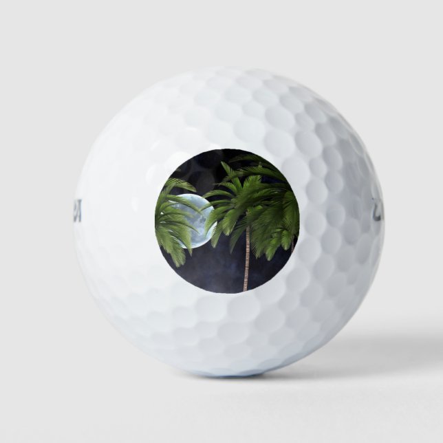 Pelotas De Golf Palmeras contra la luna (Anverso)