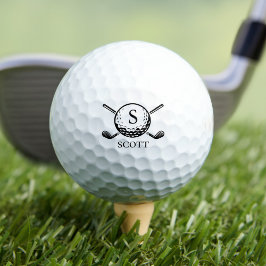 Pelotas De Golf Palo de Golf Clásico con Nombre Monograma Negro Bl