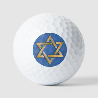 Pelotas De Golf Panel de Arte Estrella de David Azul Dorado