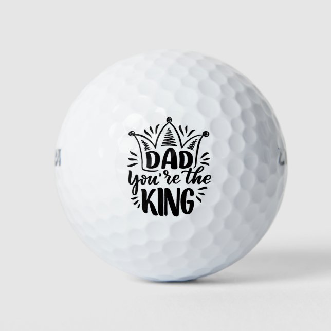 Pelotas De Golf Papá, eres el Día del Rey Blanco y Negro (Anverso)