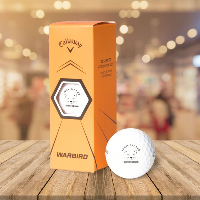 Pelotas De Golf Papá gato afortunado personalizado (Add the name of your lucky cat dad!)