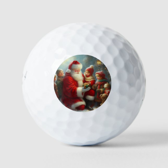 Pelotas De Golf Papá Noel de Navidad con niños 2 (Anverso)