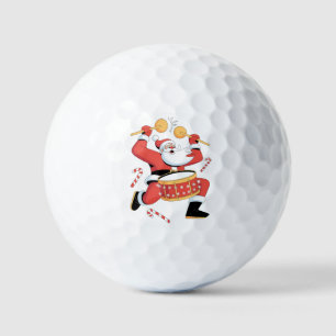 Pelotas De Golf Papá Noel divertido tocando la batería en Navidad