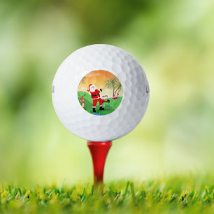 Pelotas De Golf Papá Noel jugando fuera de obstáculo de agua en go