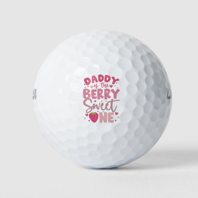 Pelotas De Golf Papi de la fresa dulce cumpleaños (Anverso)