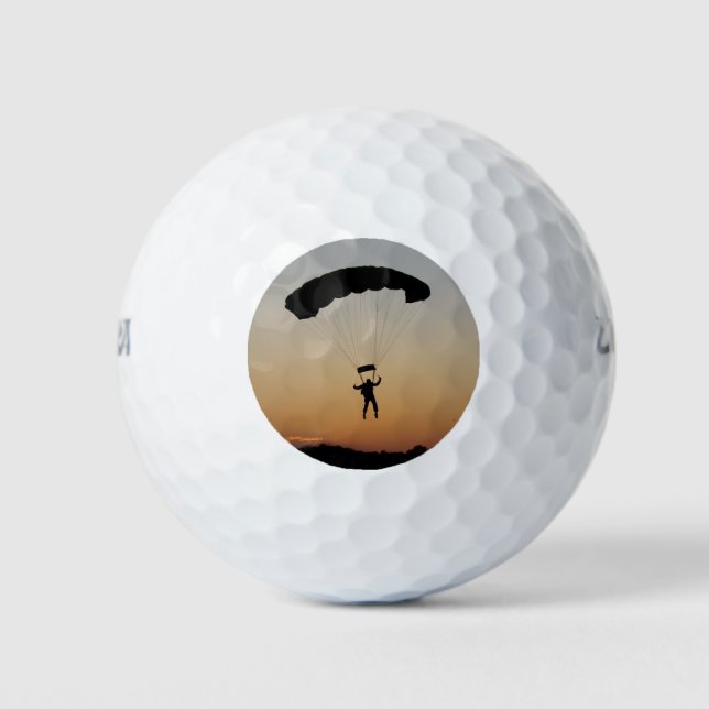 Pelotas De Golf Paracaídas de Skydiver en Sunset Sky Diver (Anverso)