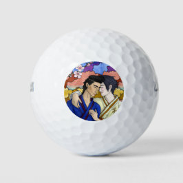 Pelotas De Golf Pareja gay al estilo del arte japonés Ukiyo-e