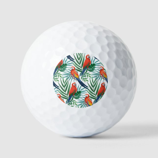 Pelotas De Golf Parrots tropicales: Palm exuberante sin foco (Anverso)
