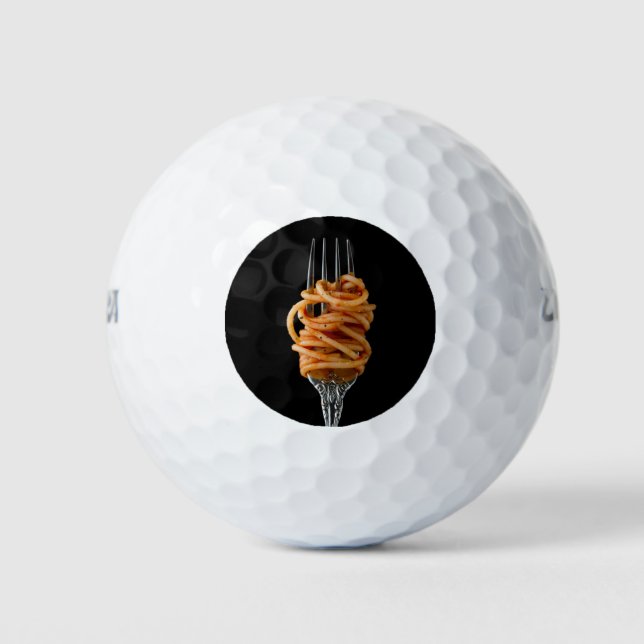 Pelotas De Golf Pasta rota en una horquilla, espagueti de comida (Anverso)