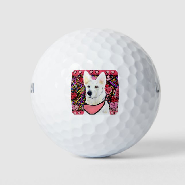 Pelotas De Golf Pastor Alemán Blanco (Anverso)
