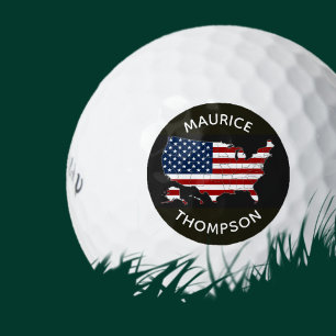 Pelotas De Golf Patriótico Personalizado de Mapa de Bandera Americ
