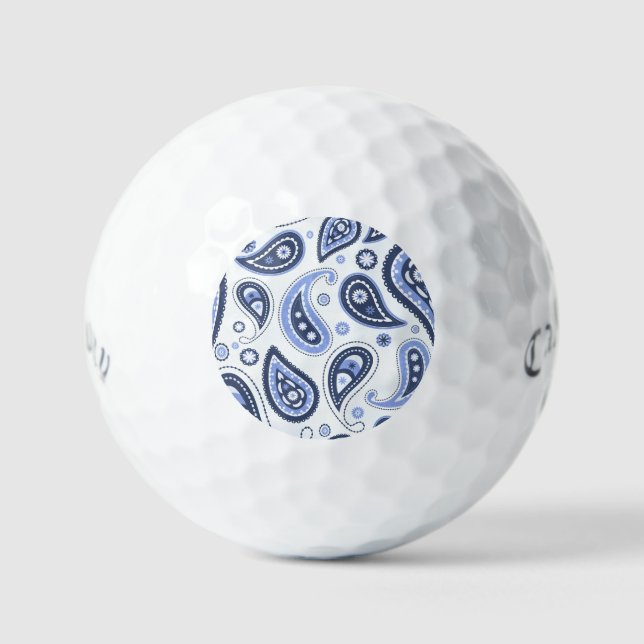 Pelotas De Golf Patrón azul paisley (Anverso)