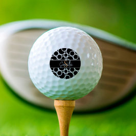 Pelotas De Golf Patrón de círculo blanco y negro con monograma