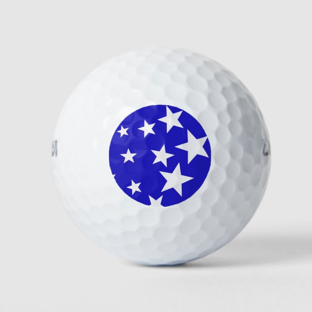 Pelotas De Golf Patrón de estrella blanca sobre fondo azul (Anverso)