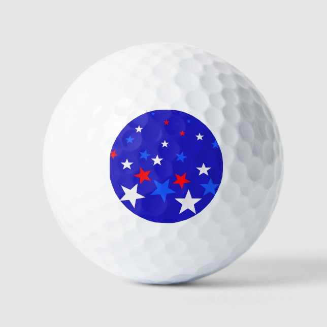 Pelotas De Golf Patrón de estrellas azul, rojo y blanco (Anverso)