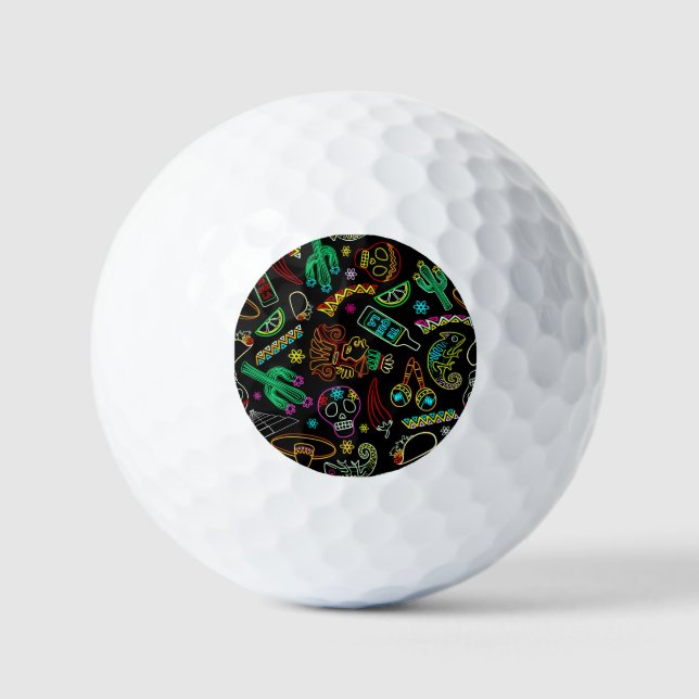 Pelotas De Golf Patrón de Fiesta de México (Anverso)