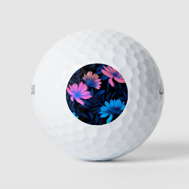 Pelotas De Golf Patrón de flores de neón brillantes (Anverso)
