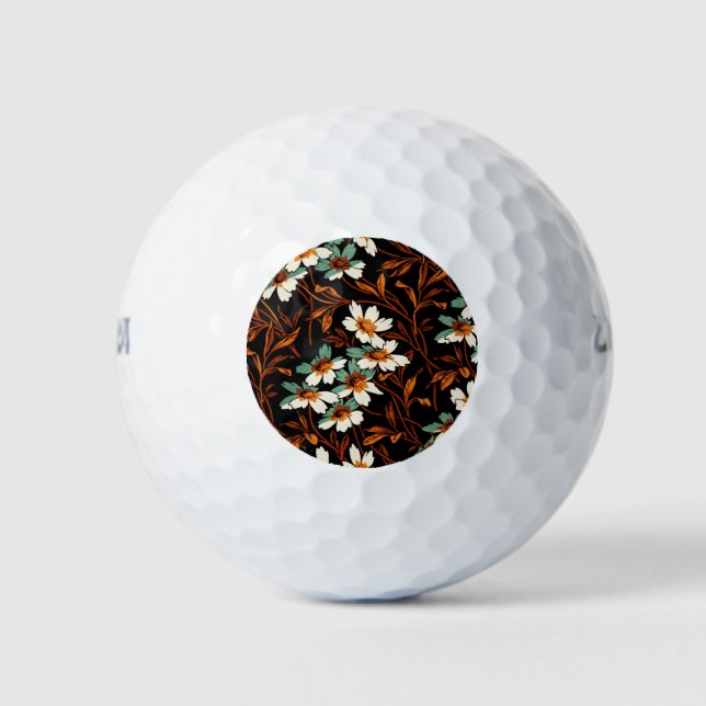 Pelotas De Golf Patrón de flores góticas Flor estética transparent (Anverso)