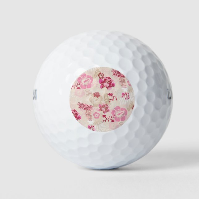 Pelotas De Golf Patrón de flores modernas rosadas lindas (Anverso)