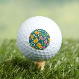 Pelotas De Golf Patrón de flores y hojas tropicales