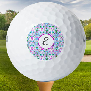 Pelotas De Golf Patrón de golf femenino rosa monograma personaliza