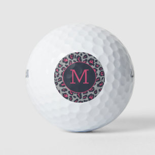 Pelotas De Golf Patrón de impresión de leopardo gris rosado calien