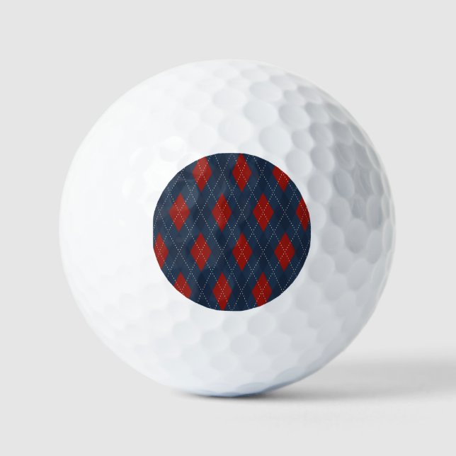 Pelotas De Golf Patrón de Navidades Royal Blue Argyle (Anverso)