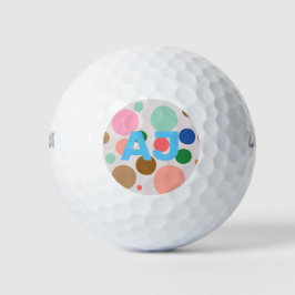 Pelotas De Golf Patrón de punto de polka monograma personalizado
