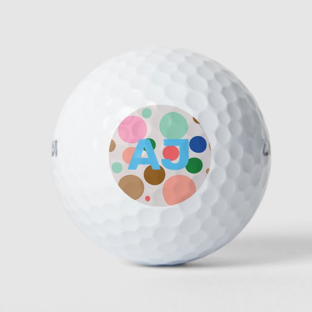 Pelotas De Golf Patrón de punto de polka monograma personalizado (Anverso)