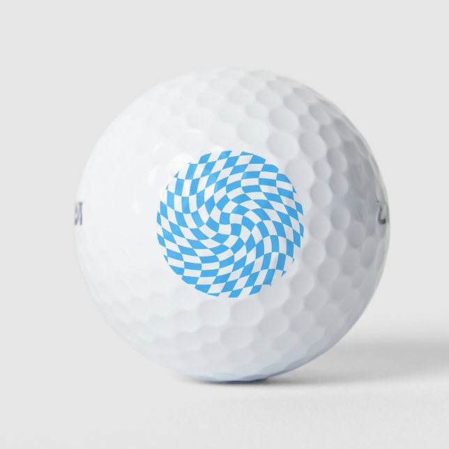 Pelotas De Golf Patrón de tablero de cheques azul y blanco claro (Anverso)