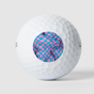 Pelotas De Golf Patrón de tablero de cheques con abstracción rosa