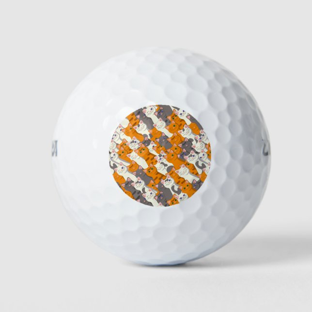 Pelotas De Golf Patrón diagonal del gato negro jengibre (Anverso)