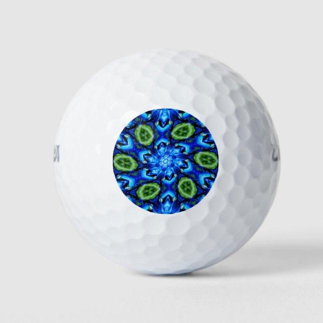 Pelotas De Golf Patrón floral azul abstracto (Anverso)