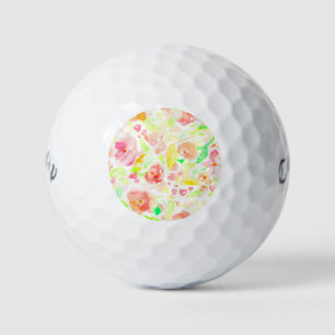 Pelotas De Golf Patrón floral de coloración de agua de color claro