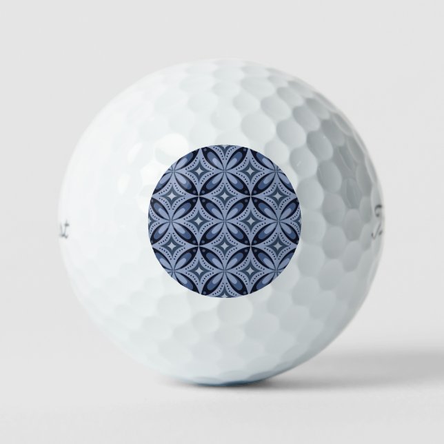 Pelotas De Golf Patrón geométrico azul estilo retro (Anverso)