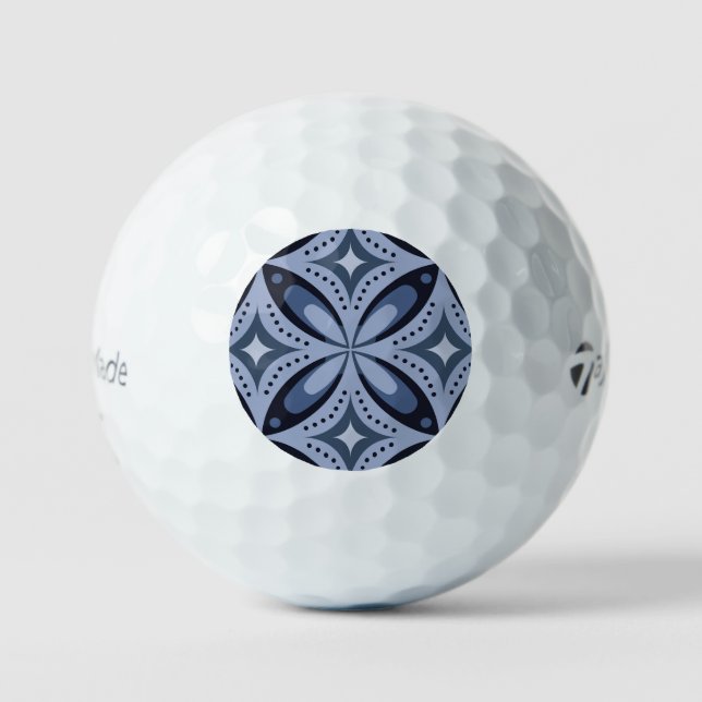 Pelotas De Golf Patrón geométrico azul estilo retro (Anverso)